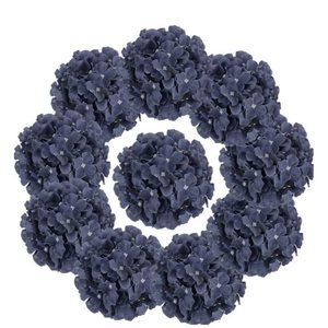 10 pack | Dusty BLUE Silk Hydrangea Flower with Stems Wedding Home Bouquet